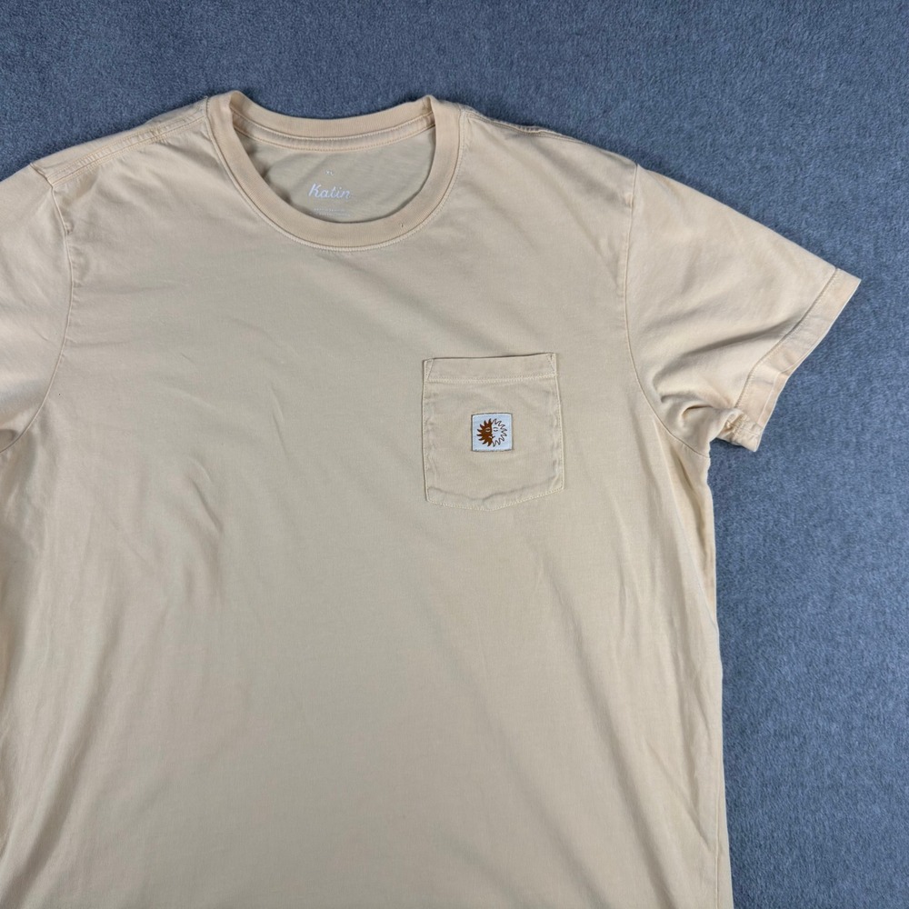 Katin Surfing Mens L Yellow Organic Cotton Crewneck Short Sleeve Pocket T-Shirt